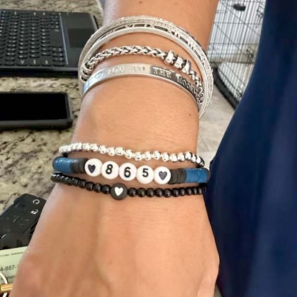 Thin Blue Line Police Bracelet Personalize with Name or Badge Number