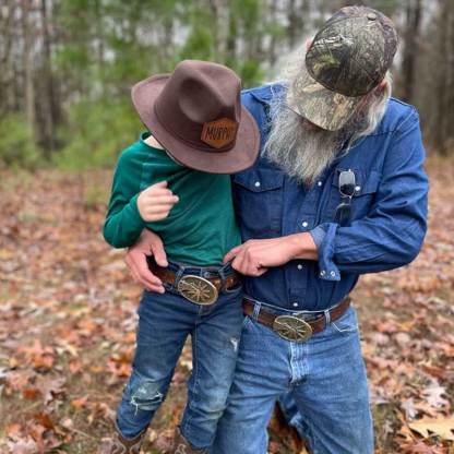 Leather Patch Cowboy Hat for kids with Laser Engraved Name