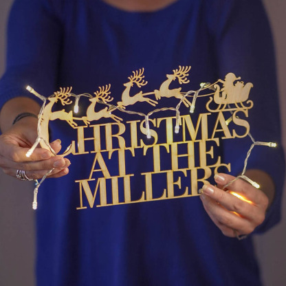 Personalised Wooden Hanging Christmas Family Sign
