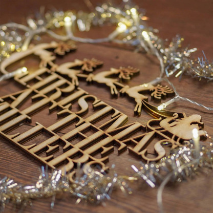 Personalised Wooden Hanging Christmas Family Sign