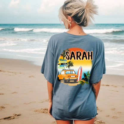 Personalized Girls Trip Name Oversized Women Shirt Beach Holiday T-shirt