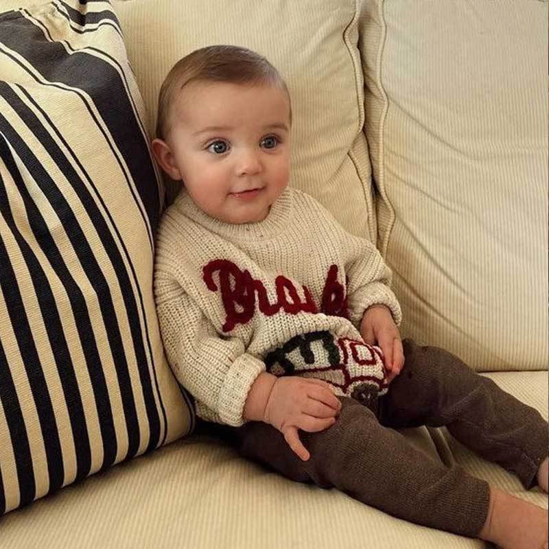 Christmas and Holiday Hand Embroidered Personalized Name Oversized Sweater for Babies