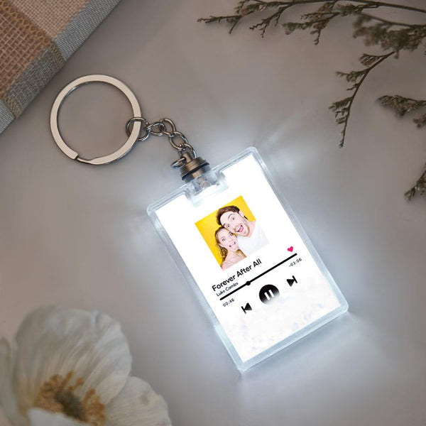 Custom Photo Scannable Spotify Code Illuminated Quicksand Keychain Gift