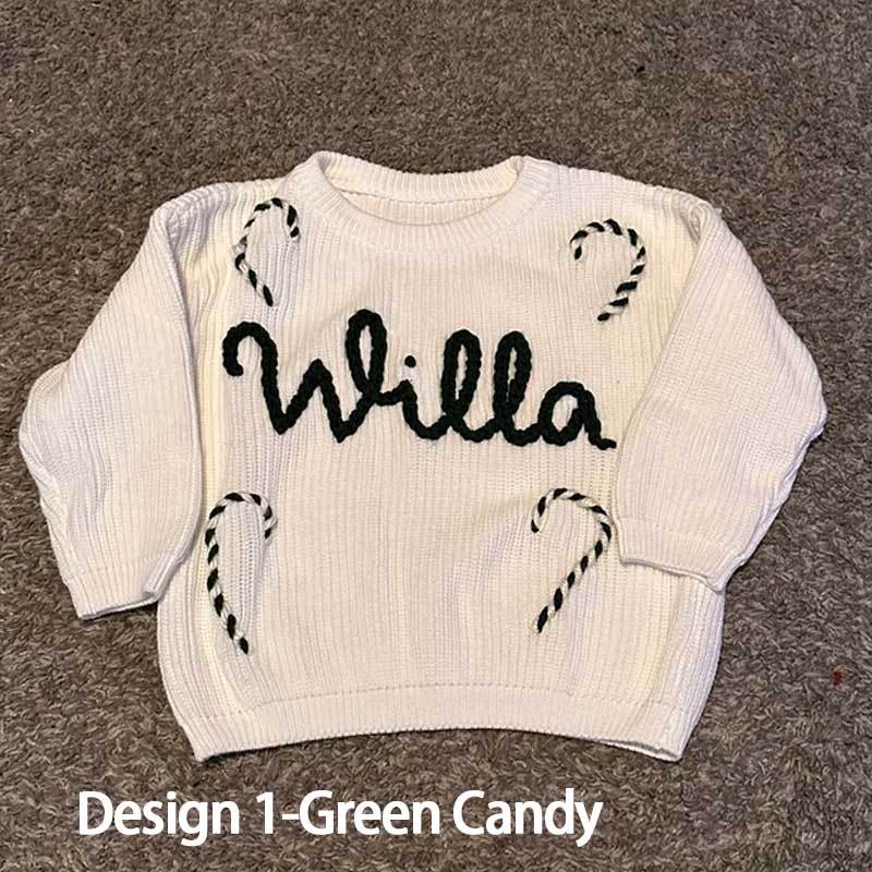 Christmas and Holiday Hand Embroidered Personalized Name Oversized Sweater for Babies