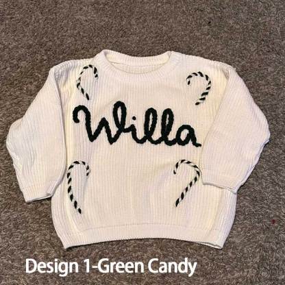 Christmas and Holiday Hand Embroidered Personalized Name Oversized Sweater for Babies