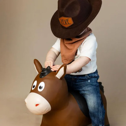 Leather Patch Cowboy Hat for kids with Laser Engraved Name