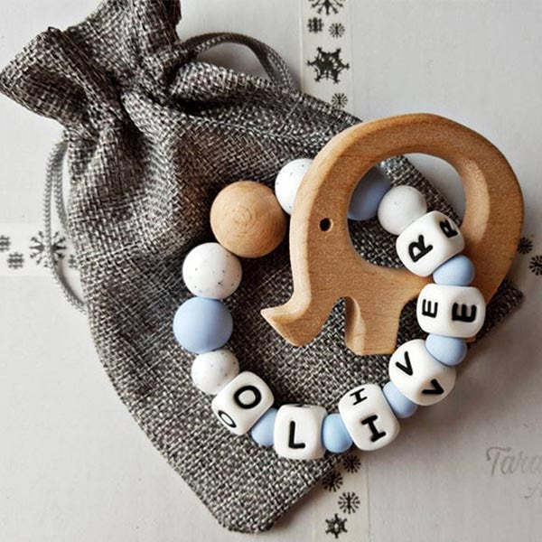 Personalised Baby Silicone Rattle With Name