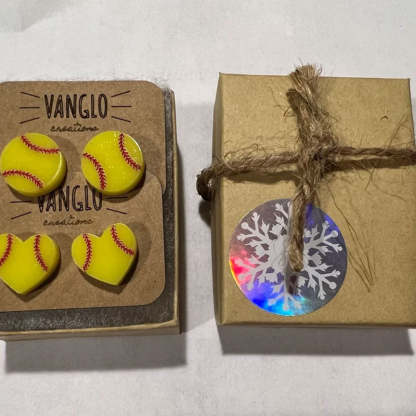 Personalized and Engraved Baseball/Softball Stud Earrings