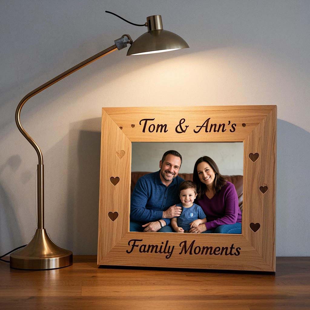 Personalized Wooden Family Photo Frame Housewarming Gift