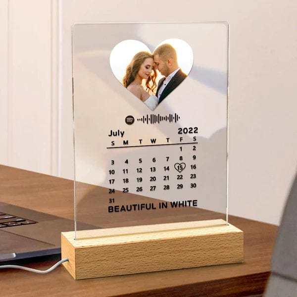 Spotify Plaque Night Lamp With Stand & Calendar Anniversary Gift For Couple Night Light