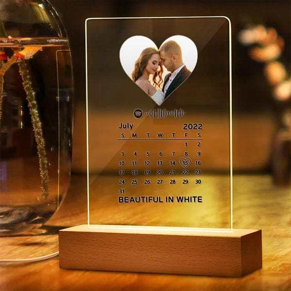 Spotify Plaque Night Lamp With Stand & Calendar Anniversary Gift For Couple Night Light