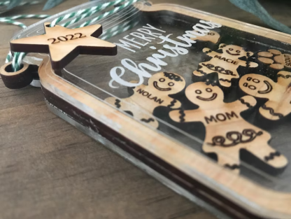 Custom Cookie Jar Family Ornament, Personalized Gingerbread Family Ornament