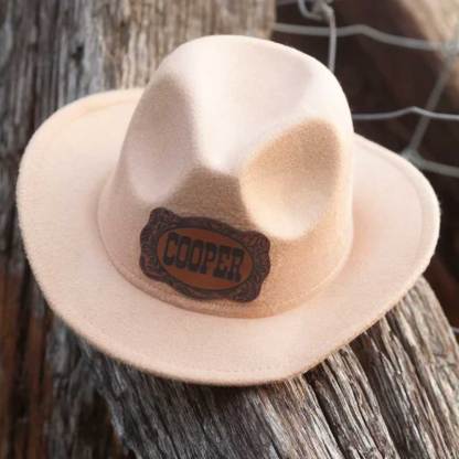 Leather Patch Cowboy Hat for kids with Laser Engraved Name