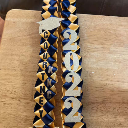 Braided 3/5" Ribbon Leis for Graduation/personalized name/ school colors