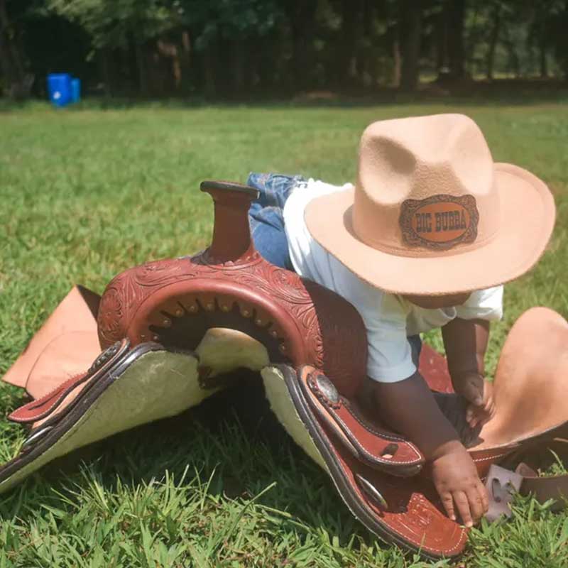 Leather Patch Cowboy Hat for kids with Laser Engraved Name