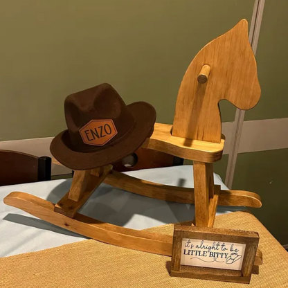 Leather Patch Cowboy Hat for kids with Laser Engraved Name