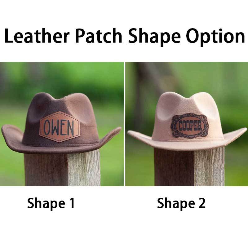 Leather Patch Cowboy Hat for kids with Laser Engraved Name