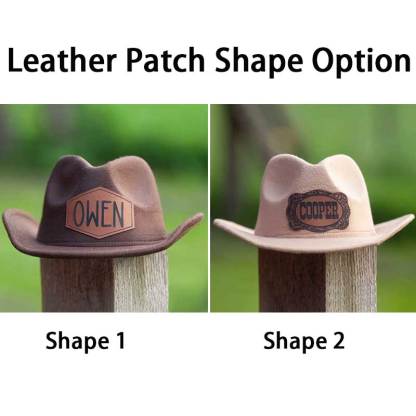 Leather Patch Cowboy Hat for kids with Laser Engraved Name