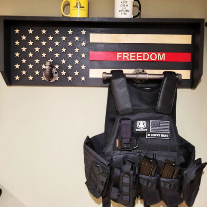 Personalized 3D Name Police Gear Rack Duty Vest Holder, Thin Blue Line Hanger