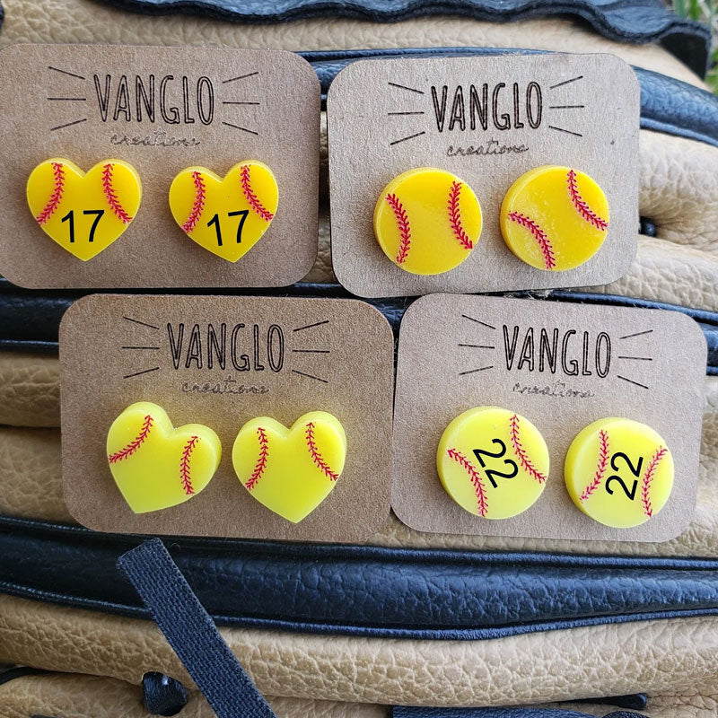 Personalized and Engraved Baseball/Softball Stud Earrings