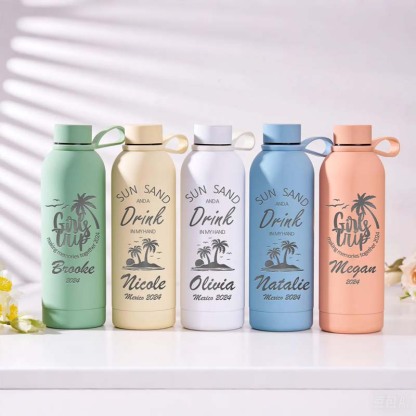 Personalized Birth Flower Tumbler Engraved Water Bottle Travel Water Bottle