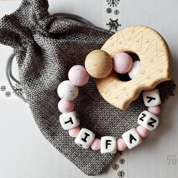 Personalised Baby Silicone Rattle With Name