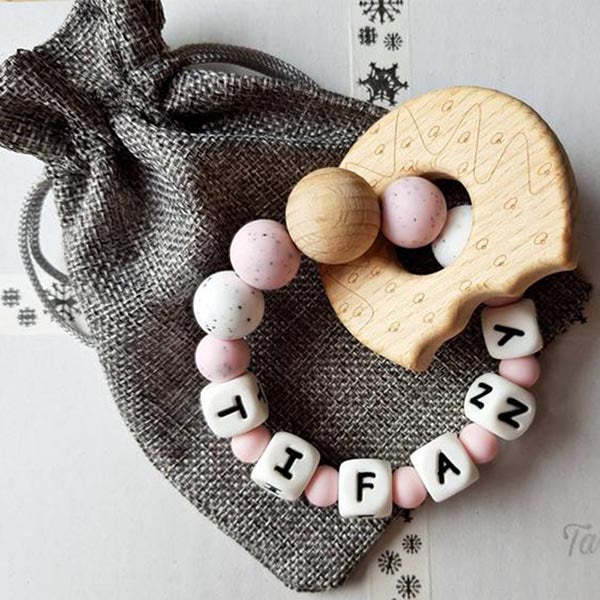Personalised Baby Silicone Rattle With Name