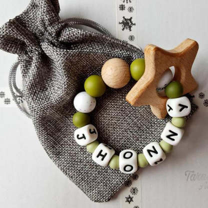 Personalised Baby Silicone Rattle With Name