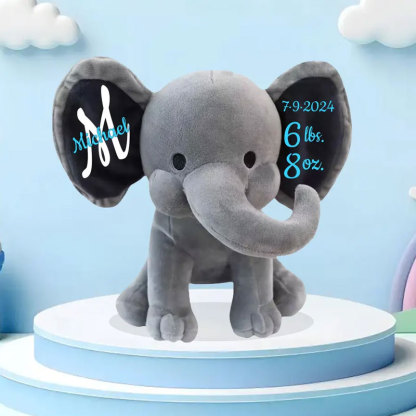 Personalized Christmas Elephant, Merry Christmas Stuffed Animal, My 1st Xmas Gift Elephant-BabyXmas