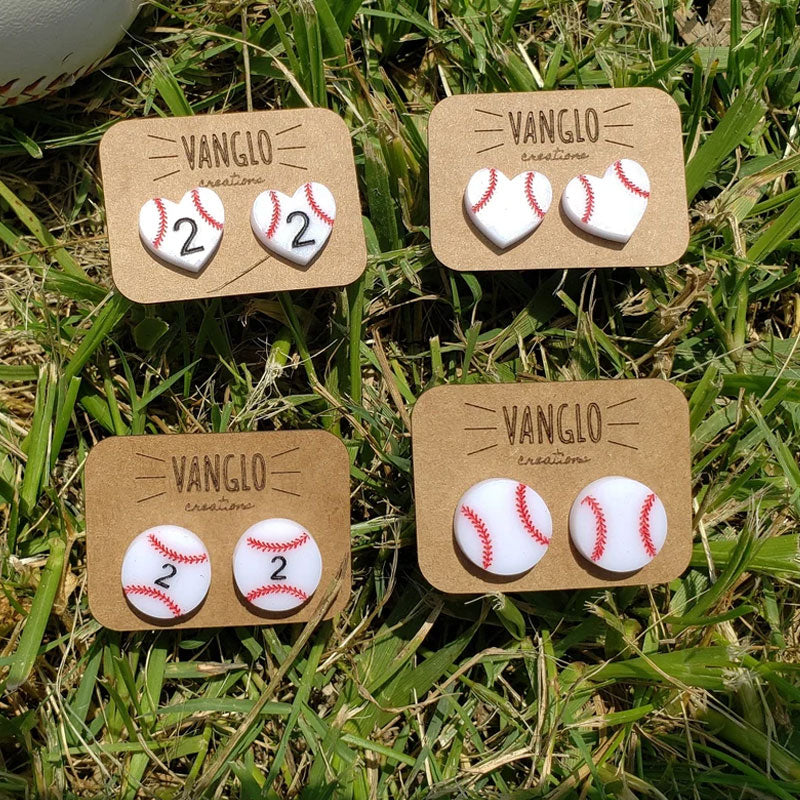 Personalized and Engraved Baseball/Softball Stud Earrings