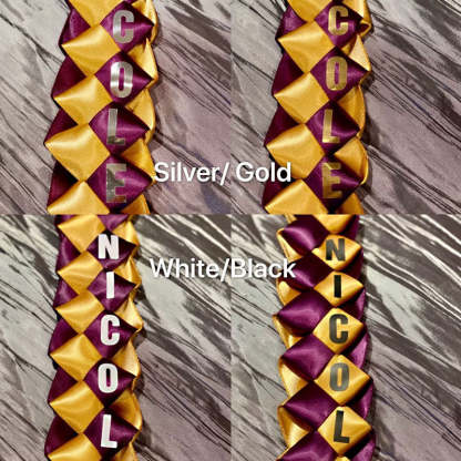 Braided 3/5" Ribbon Leis for Graduation/personalized name/ school colors