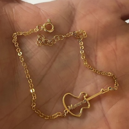 Personalized Guitar Name Bracelet Birthday Gift Jewelry Gift