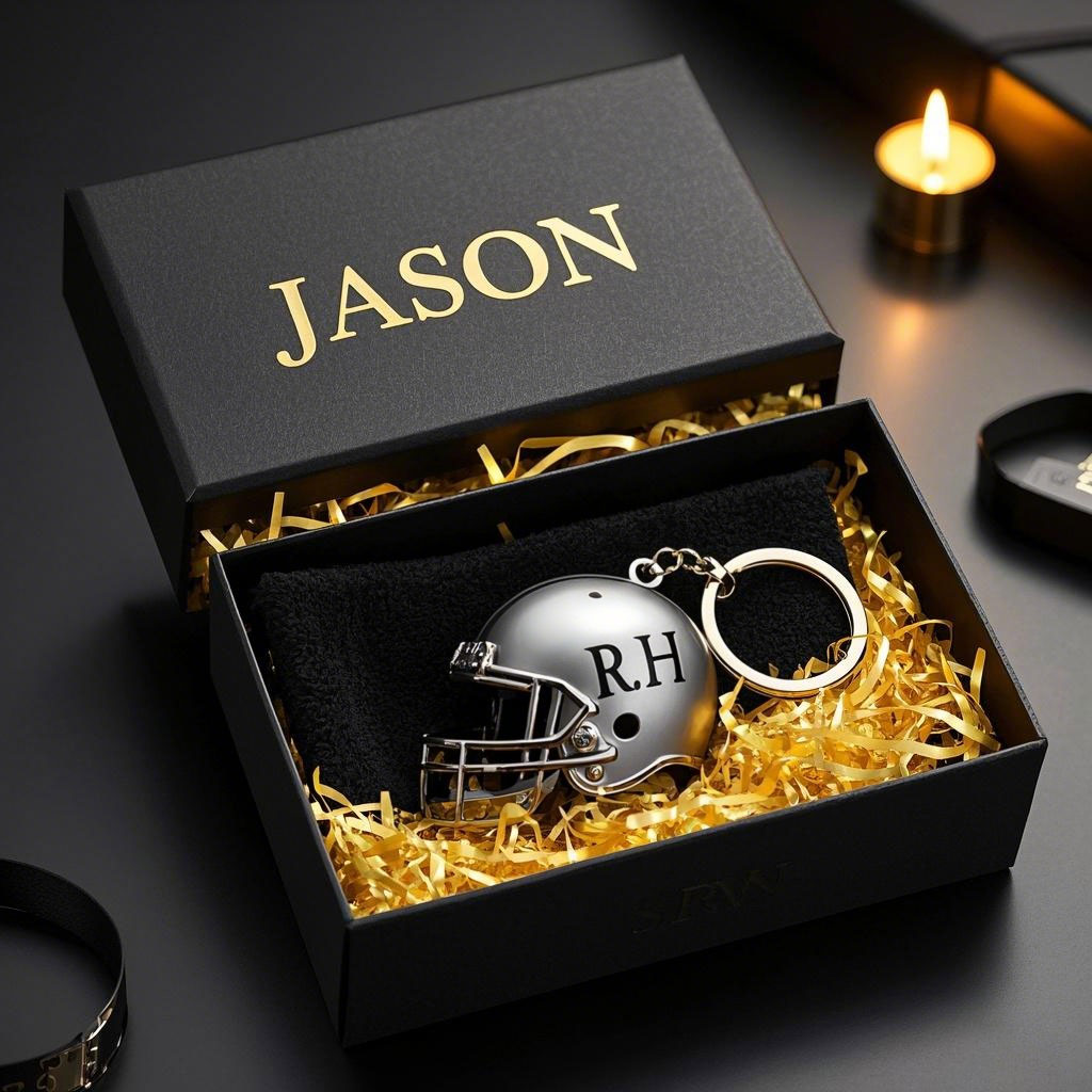 Personalized Motorcycle Helmet Biker Key Chain Men, Boyfriend, Birthday Father's Day Gift