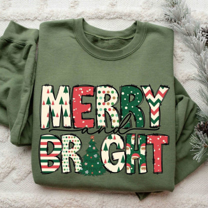 Merry and Bright Sweatshirt Merry Christmas Sweatshirt