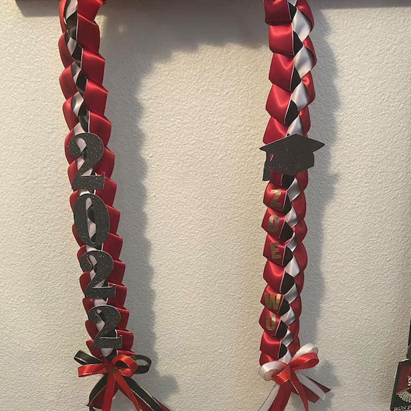 Braided 3/5" Ribbon Leis for Graduation/personalized name/ school colors