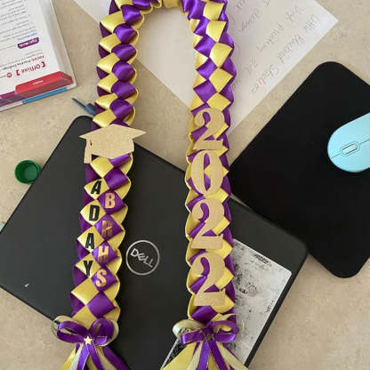 Braided 3/5" Ribbon Leis for Graduation/personalized name/ school colors