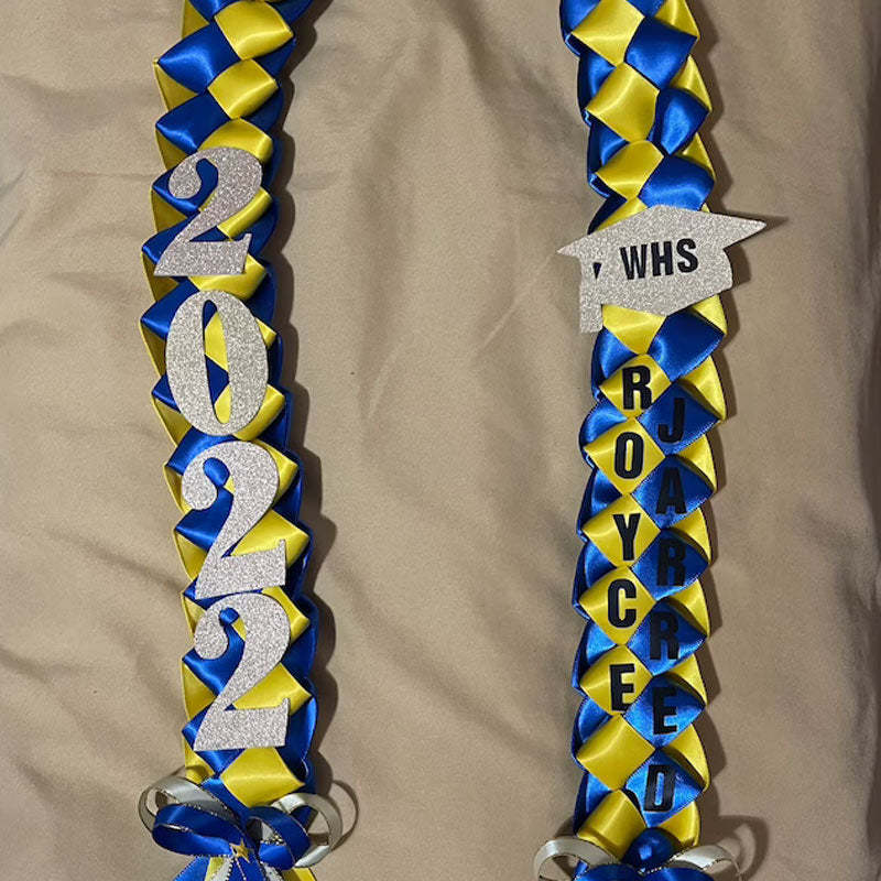 Braided 3/5" Ribbon Leis for Graduation/personalized name/ school colors