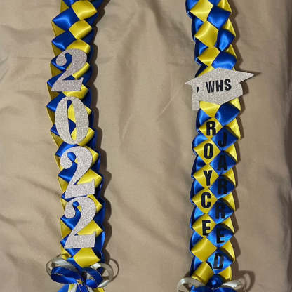 Braided 3/5" Ribbon Leis for Graduation/personalized name/ school colors