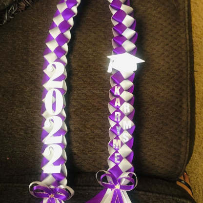 Braided 3/5" Ribbon Leis for Graduation/personalized name/ school colors