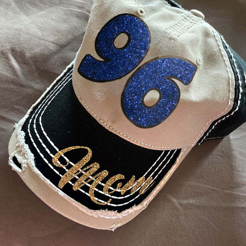 Customized Sport Mom Cap, Choose your #, Baseball Bling