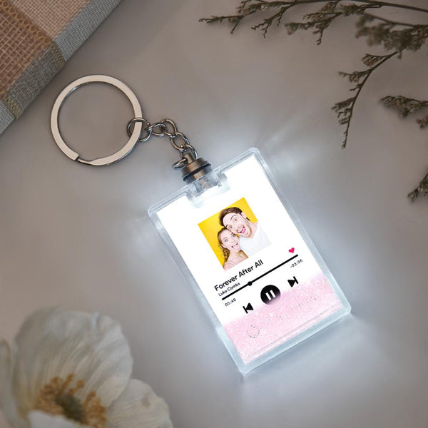Custom Photo Scannable Spotify Code Illuminated Quicksand Keychain Gift