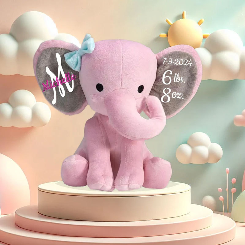 Personalized Christmas Elephant, Merry Christmas Stuffed Animal, My 1st Xmas Gift Elephant-BabyXmas