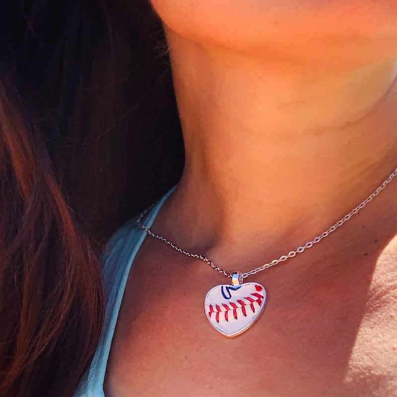 Baseball/Softball Necklace w/Seams/Laces Jewelry