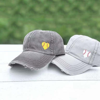 Sport Mom Baseball Cap, Embroidered Sport Heart Hat