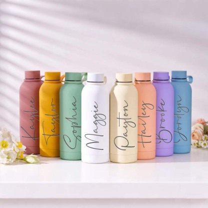 Personalized Birth Flower Tumbler Engraved Water Bottle Travel Water Bottle