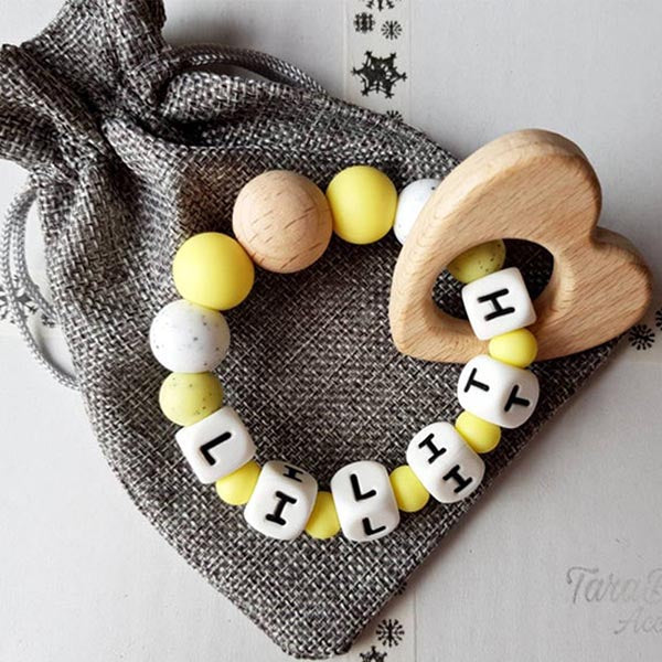 Personalised Baby Silicone Rattle With Name