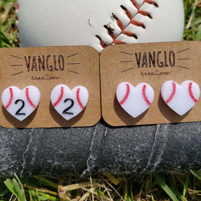 Personalized and Engraved Baseball/Softball Stud Earrings