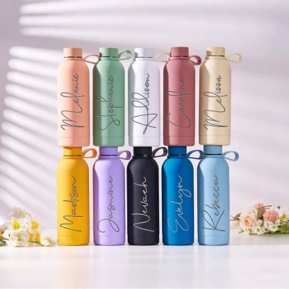 Personalized Birth Flower Tumbler Engraved Water Bottle Travel Water Bottle