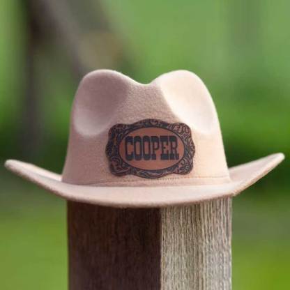 Leather Patch Cowboy Hat for kids with Laser Engraved Name