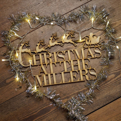 Personalised Wooden Hanging Christmas Family Sign